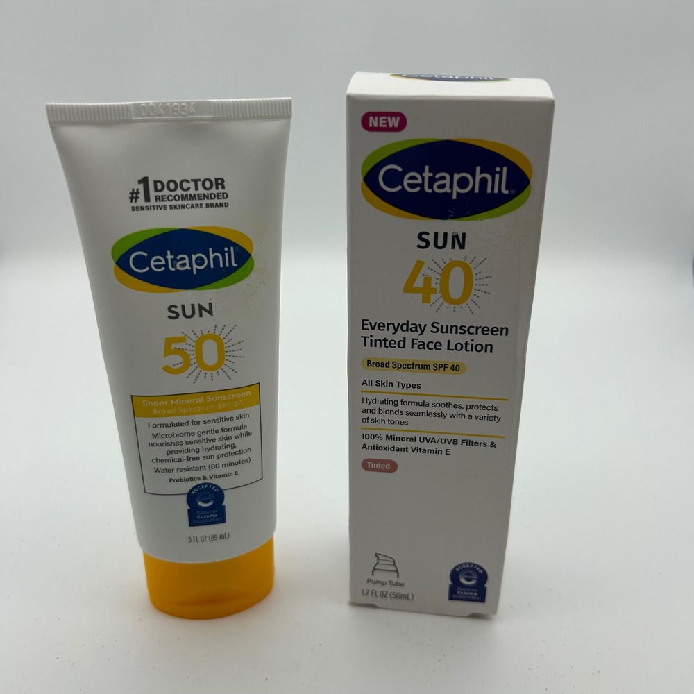 Cetaphil Sun Mineral Sunscreen SPF 50 & SPF 40 Tinted Face Lotion Bundle 2pk